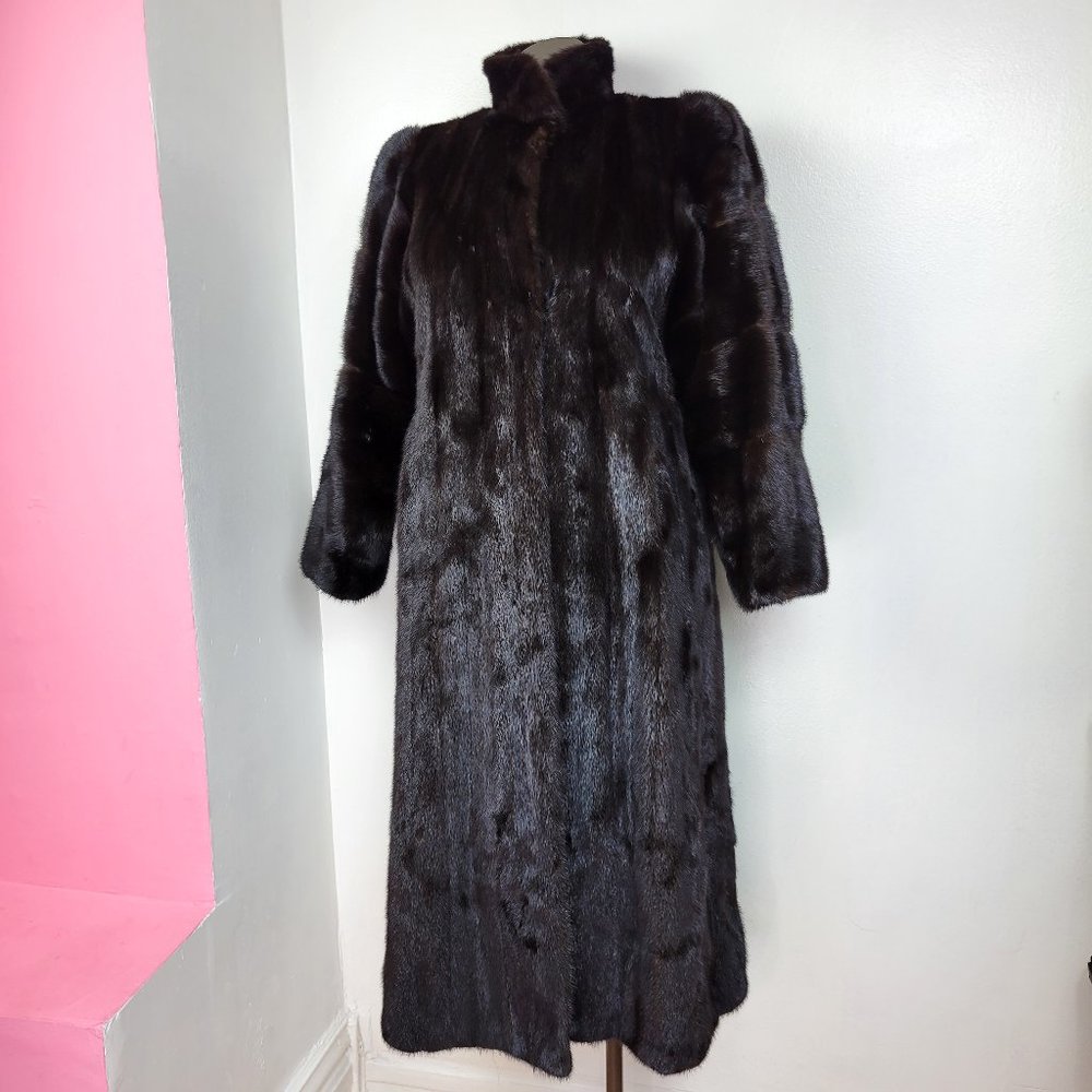 The Evans Collection Dark Brown Long Fur Coat